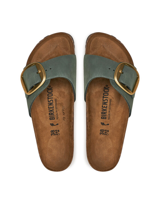 Birkenstock Klapki Birkenstock Madrid Big Buckle Lenb 1028553 Zielony