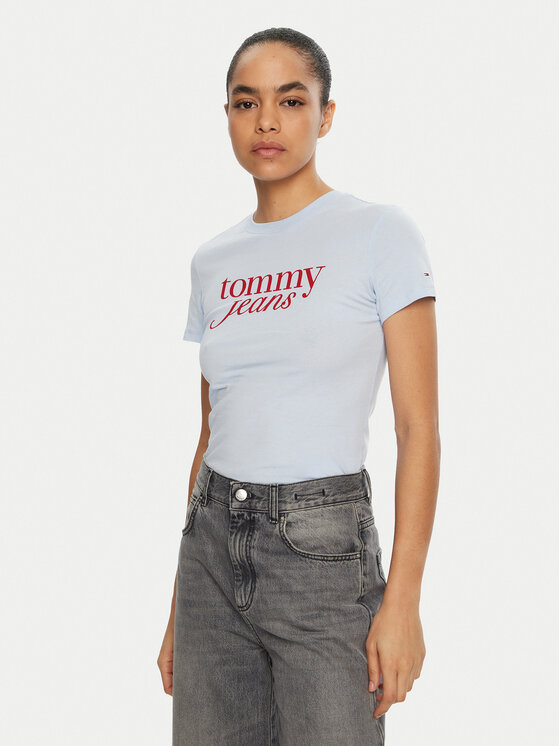 Tommy Jeans Tommy Jeans Camiseta Essential DW0DW19447 Celeste Slim Fit
