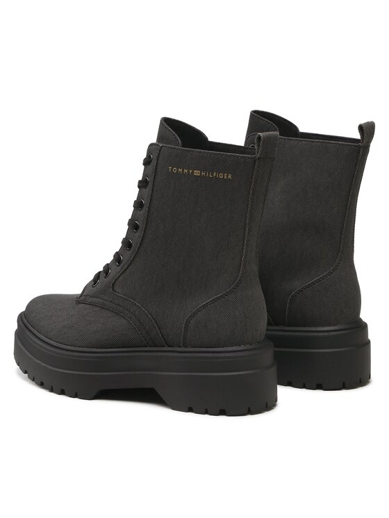 Tommy Hilfiger Botas Tommy Hilfiger Feminine Essential Canvas FW0FW07357 Negro