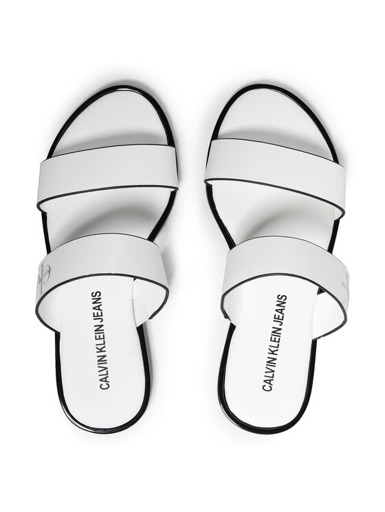 Calvin Klein Jeans Nazouváky Calvin Klein Jeans Flat Sandal Twostraps Lth YW0YW00026 Bílá