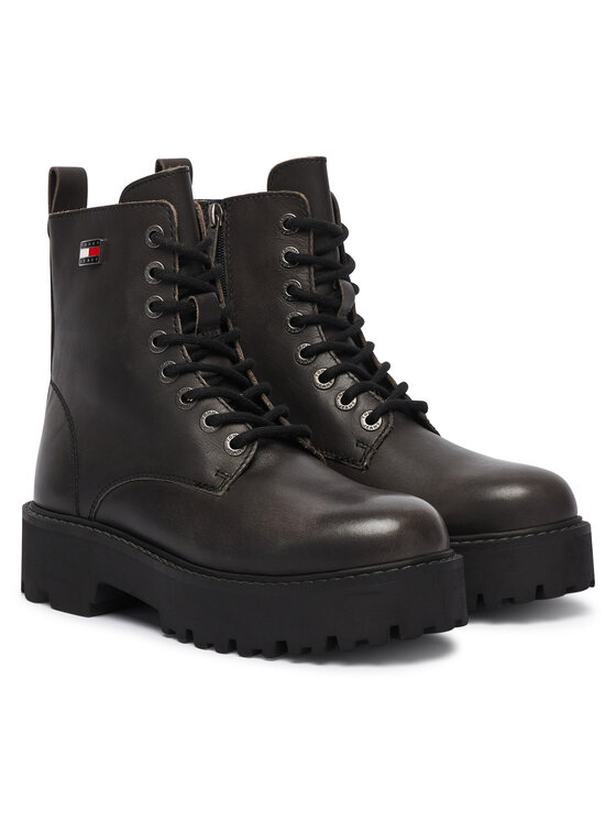 Tommy Jeans Outdoorová obuv Tommy Jeans Tjw Platform Brushed Lth Boots EN0EN03141 Čierna