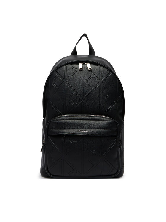 Calvin Klein Раница Calvin Klein Emblem Aop Emboss Round Backpack LV04D3398G Черен