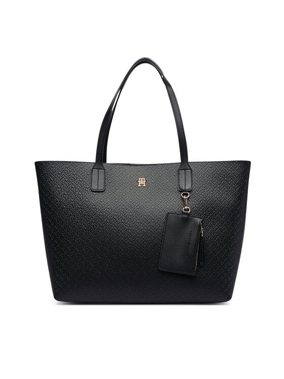 Tommy Hilfiger Kabelka Tommy Hilfiger Th Icon Tote Mono AW0AW19004 Čierna