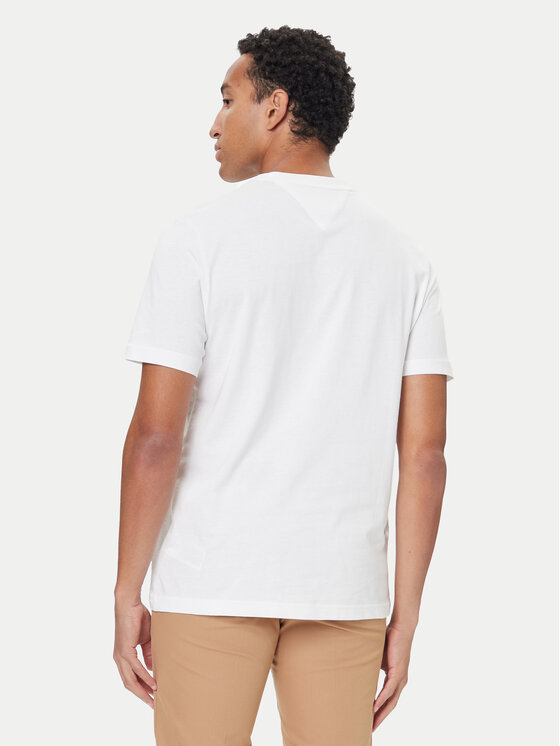 Tommy Hilfiger Tommy Hilfiger Camiseta Linear Flag MW0MW41338 Blanco Regular Fit