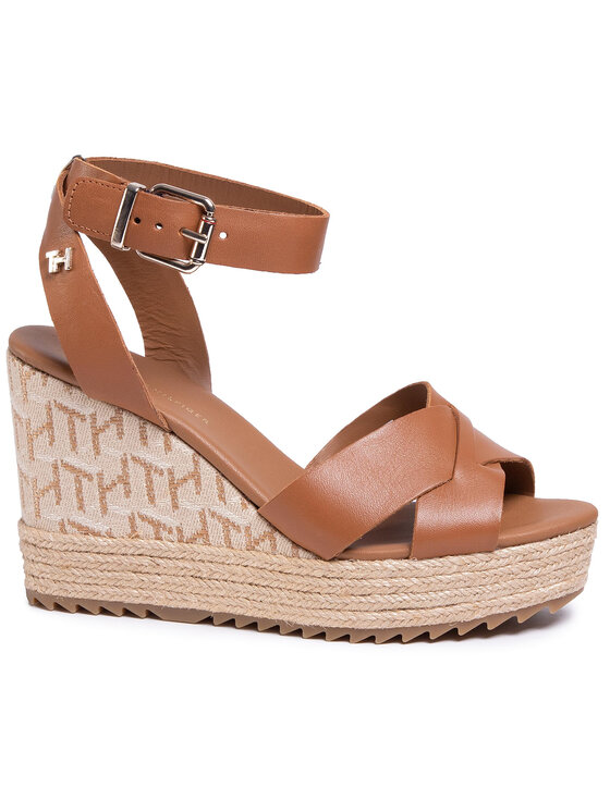 Tommy Hilfiger Espadrilky Tommy Hilfiger Th Raffia High Wedge Sandal FW0FW04842 Hnedá