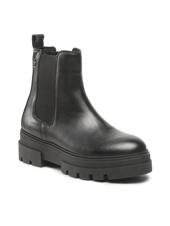 Tommy Hilfiger Členková obuv s elastickým prvkom Tommy Hilfiger Monochromatic Chelsea Boot FW0FW06899 Čierna