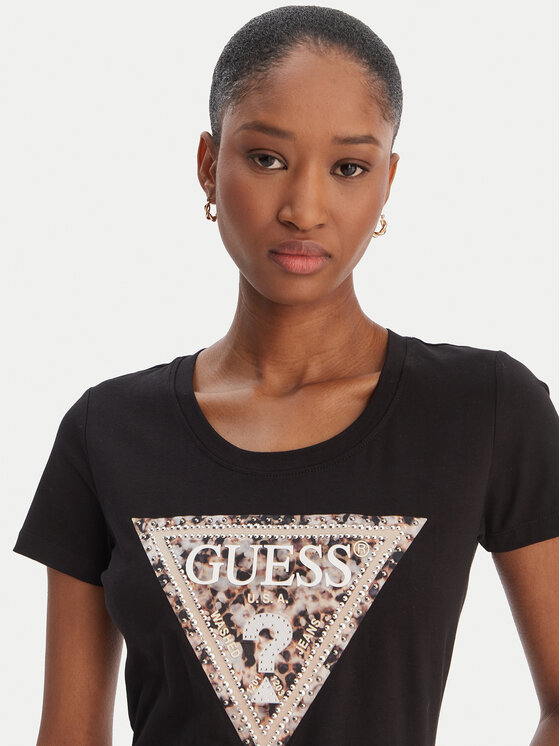 Guess Guess Футболка W6RI32 J1314 Чорний Regular Fit