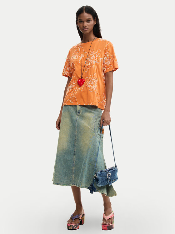 Desigual Desigual Camiseta Genova 26SWTK48 Naranja Regular Fit