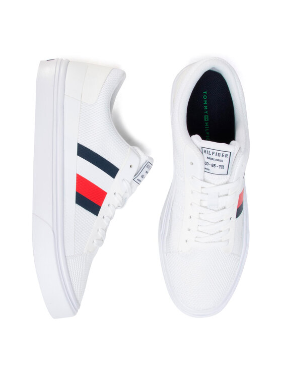 Tommy Hilfiger Сникърси Tommy Hilfiger Lightweight Stripes Knit Sneaker FM0FM02689 Бял