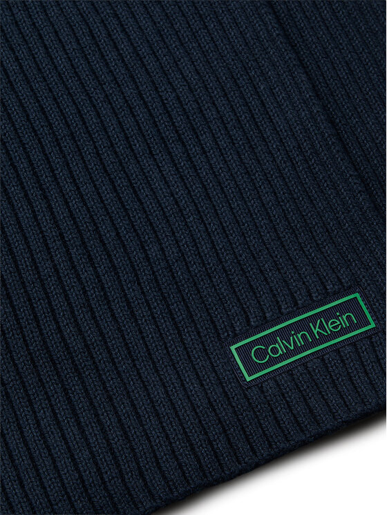 Calvin Klein Šalis Calvin Klein Patch Chunky Rib Cotton Scarf LV04D8055G Tamsiai mėlyna