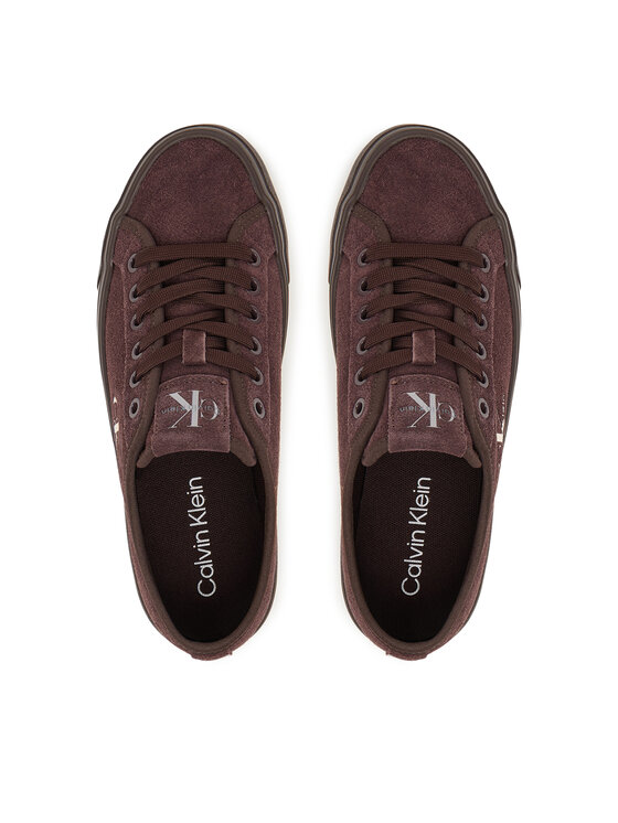 Calvin Klein Tenisówki Calvin Klein Vulc Flatf Laceup Suede HW0HW03088 Bordowy