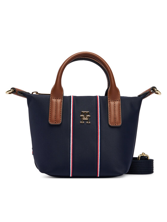 Tommy Hilfiger Rankinė Tommy Hilfiger Popette Micro Tote Corp AW0AW18552 Tamsiai mėlyna