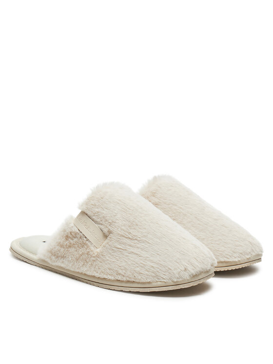 Calvin Klein Jeans Пантофи Calvin Klein Jeans Hotel Slipper Fur After Glow YW0YW01593 Екрю