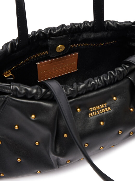 Tommy Hilfiger Táska Tommy Hilfiger Soft Leather Shoulder Bag Studs AW0AW19338 Fekete