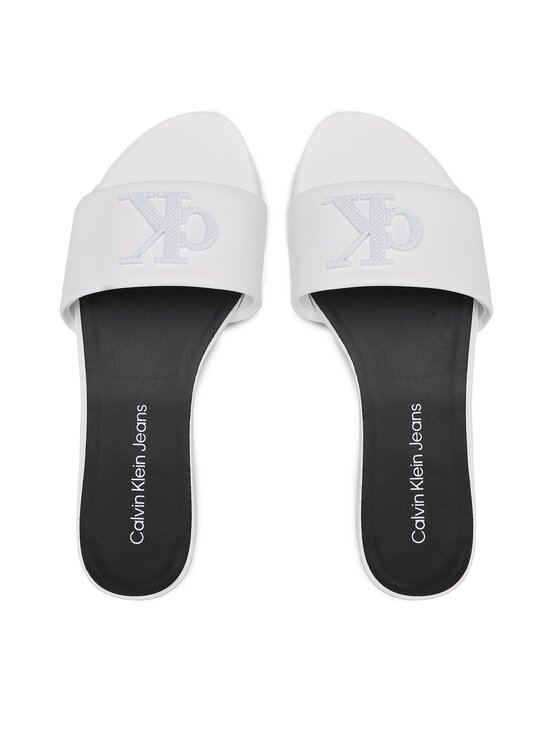 Calvin Klein Jeans Natikače Calvin Klein Jeans Flat Sandal Slide Hw YW0YW00952 Bijela