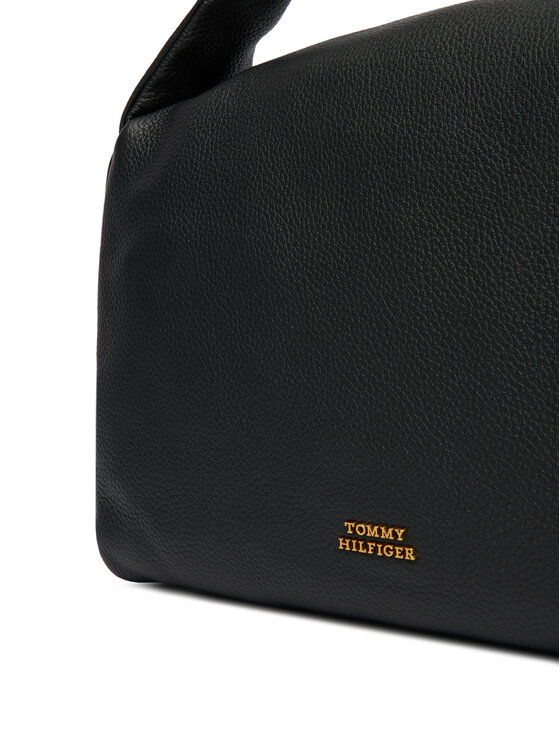 Tommy Hilfiger Torbica Tommy Hilfiger City Leather Shoulder Bag AW0AW18152 Crna