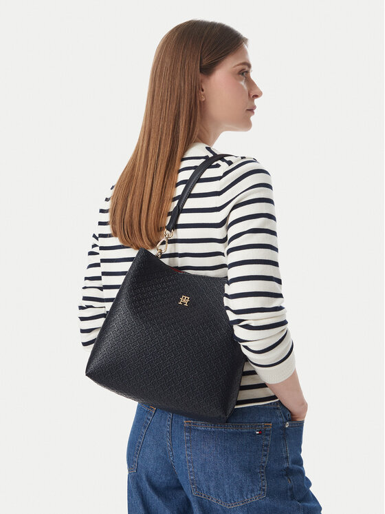 Tommy Hilfiger Torebka Tommy Hilfiger Th Icon Shoulder Bag Mono AW0AW19000 Granatowy