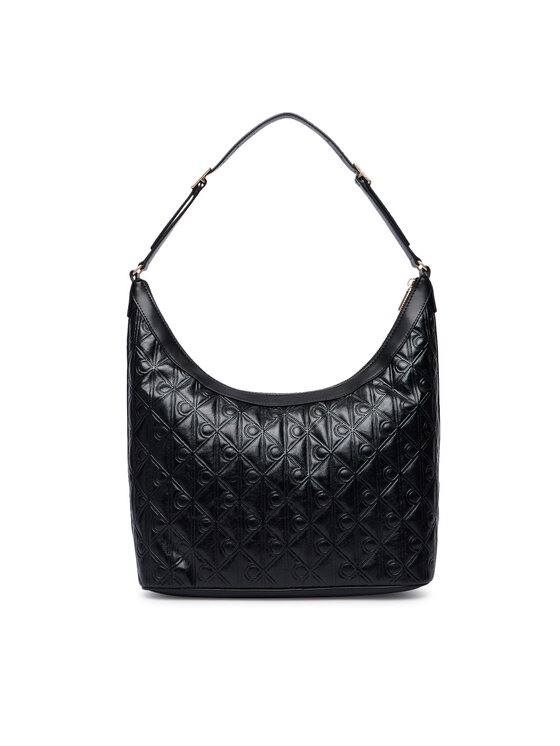 Calvin Klein Kabelka Calvin Klein Emblem Aop Debossed Medium Shbag LV04F3875G Černá