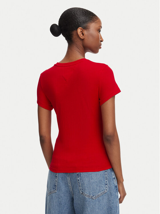 Tommy Jeans Tommy Jeans Camiseta Ess Logo DW0DW23479 Rojo oscuro Slim Fit