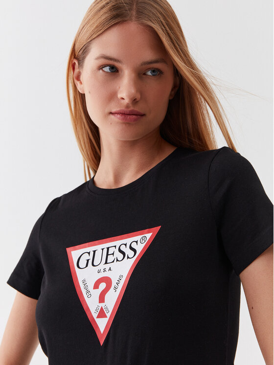 Guess Guess Футболка W1YI1B I3Z14 Чорний Slim Fit