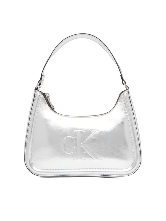 Calvin Klein Geantă Calvin Klein Bold Ck Metallic Shoulder Bag LV04F3332G Argintiu