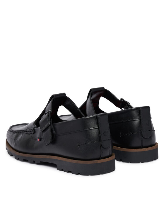 Tommy Hilfiger Pantofi Tommy Hilfiger Hilfiger Light Lth Buckle Loafer FM0FM05846 Negru