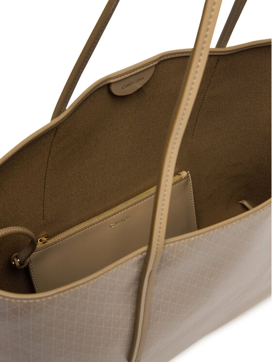 Calvin Klein Torbica Calvin Klein Emblem Aop Tote W/ Pouch LV04F3266G Bež