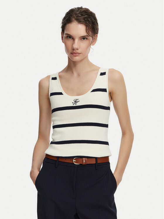 Tommy Hilfiger Tommy Hilfiger Top WW0WW48480 Crema Slim Fit
