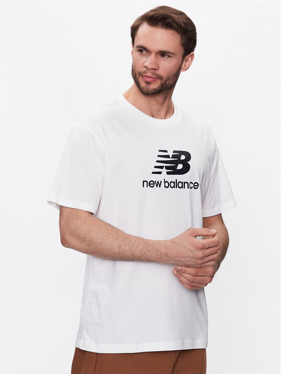 New Balance New Balance T-shirt Essentials Stacked Logo MT31541 Bianco Relaxed Fit