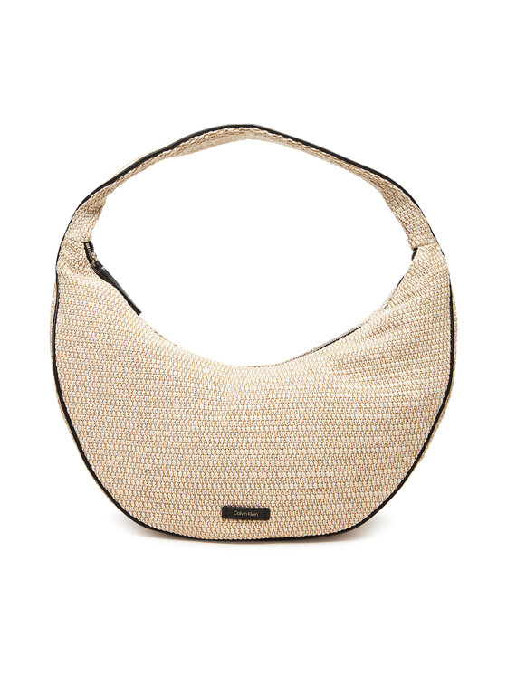 Calvin Klein Ročna torba Calvin Klein Pinched Raffia Large Shoulder Ba LV04F3060G Bež