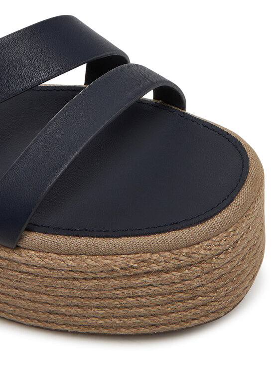 Tommy Hilfiger Espadrilės Tommy Hilfiger Ankle Strap Leather Platform FW0FW08497 Tamsiai mėlyna