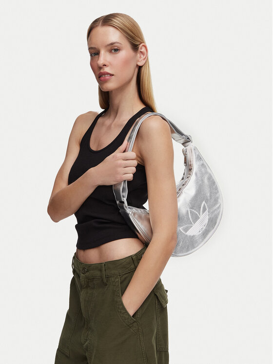 adidas Τσάντα adidas Adicolor Half Crescent Bag Metallic Pu KR1562 Ασημί