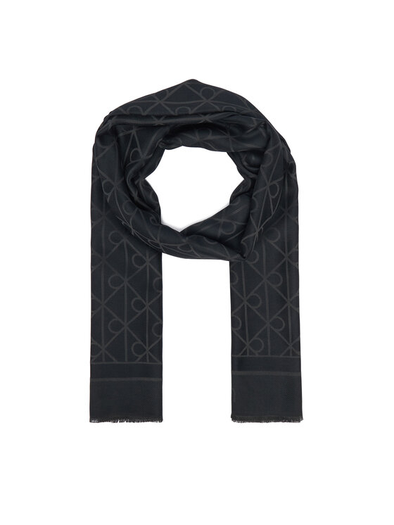 Calvin Klein Sál Calvin Klein Emblem Aop Glossy Tonal Scarf LV04F8096G Fekete