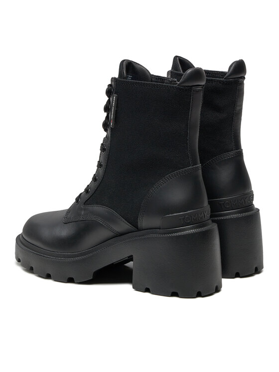 Tommy Jeans Gležnjarji Tommy Jeans Tjw Mid Heel Boot Mix Media EN0EN02556 Črna