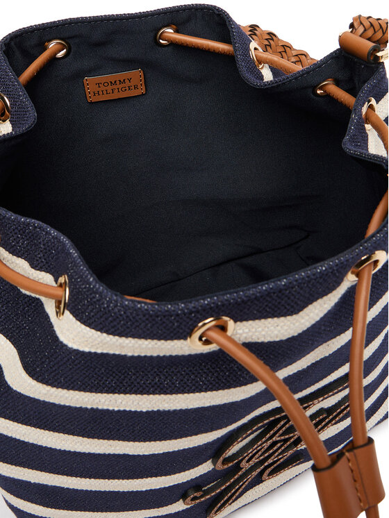 Tommy Hilfiger Geantă Tommy Hilfiger Th Elev Summer Bucket Stripe AW0AW18401 Bleumarin