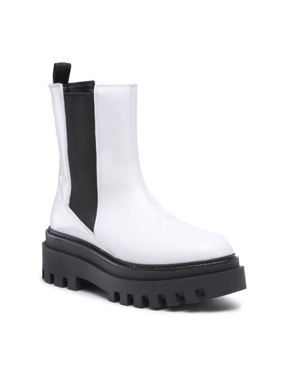 Calvin Klein Jeans Ghete Jodhpur Calvin Klein Jeans Flatform Chelsea Boot YW0YW00850 Alb