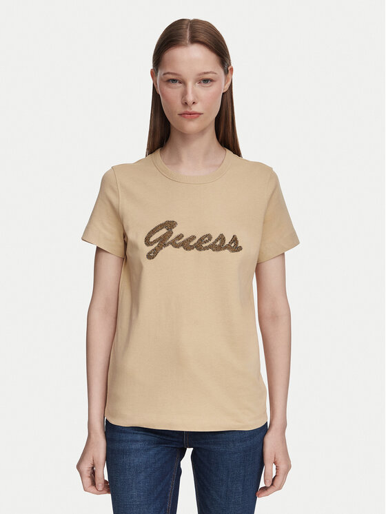 Guess Guess Póló W6YI29 K4348 Bézs Regular Fit