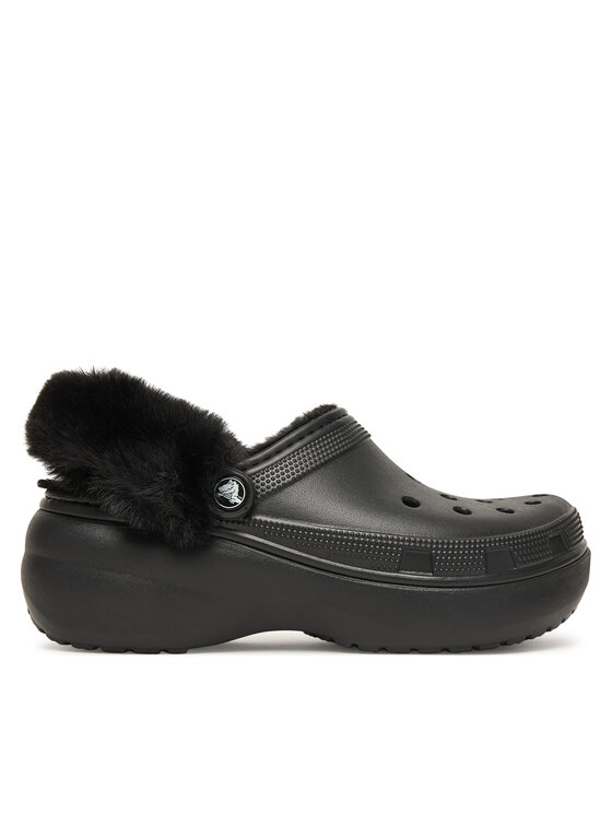 Crocs Шльопанці Crocs Classic Platform Fuzz Lined Clog 212854 Чорний