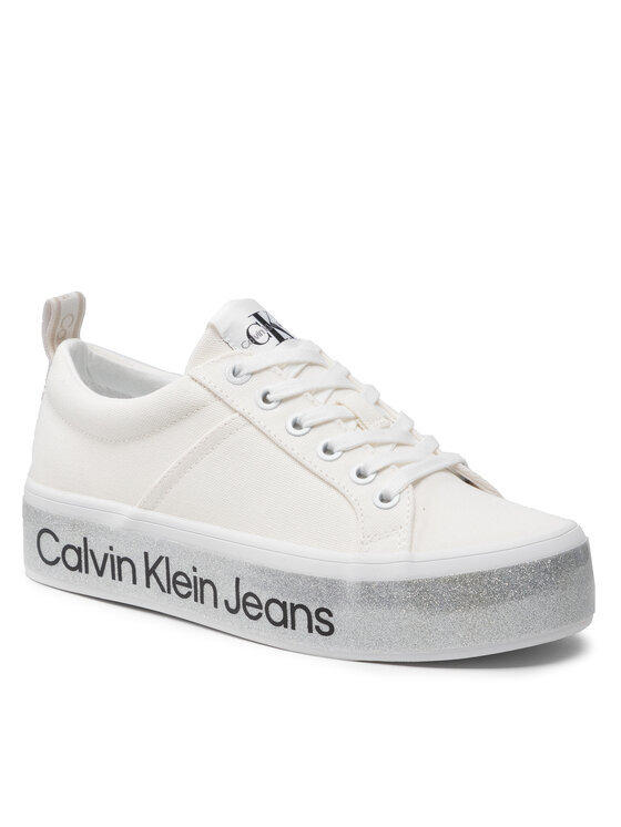 Calvin Klein Jeans Snīkeri Calvin Klein Jeans Flatform Vulcanized 3 YW0YW00491 Balts