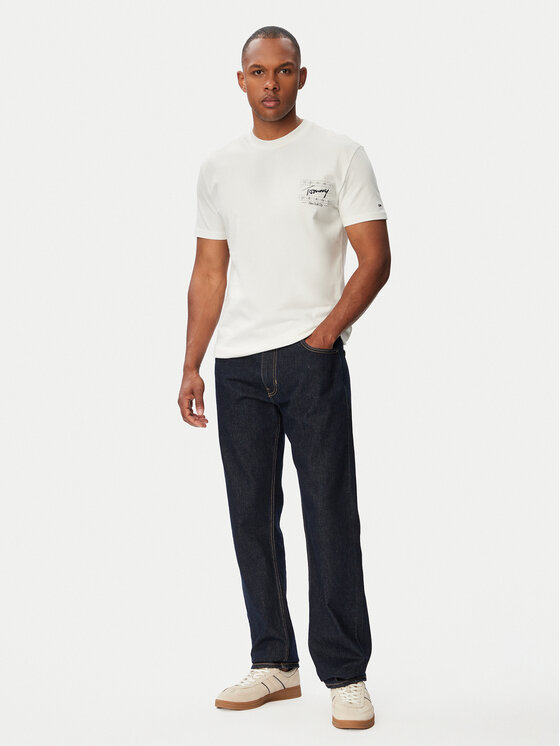 Tommy Jeans Tommy Jeans Camiseta Sign DM0DM23177 Crema Regular Fit