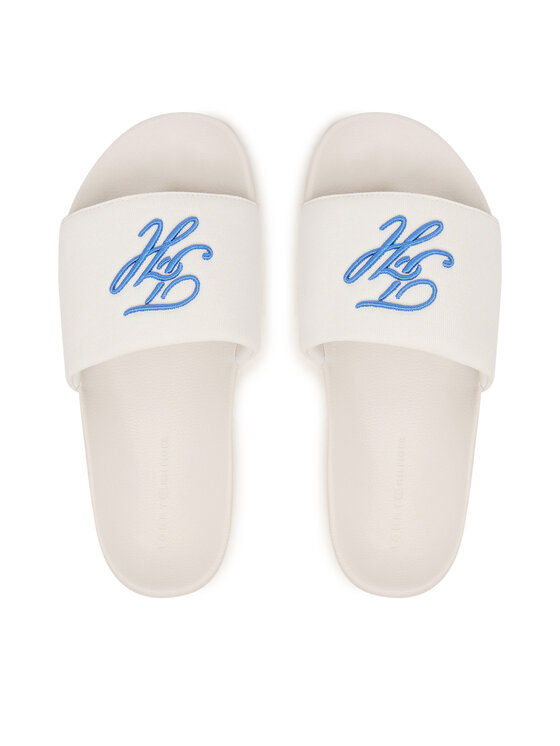 Tommy Hilfiger Iešļūcenes Tommy Hilfiger Logo Embroidery Canvas Pool Slides FM0FM05858 Balts