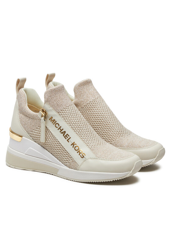 MICHAEL Michael Kors Снікерcи MICHAEL Michael Kors Wills Metallic Stretch Knit Trainer 43S3WIFS4D Бежевий