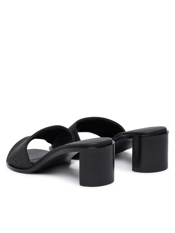 Calvin Klein Şlapi Calvin Klein Block Heel Sandal Aop HW0HW03016 Negru
