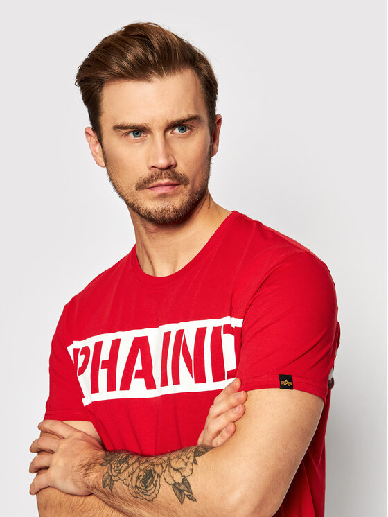 Alpha Industries Alpha Industries Marškinėliai Printed Stripe 118511 Raudona Regular Fit