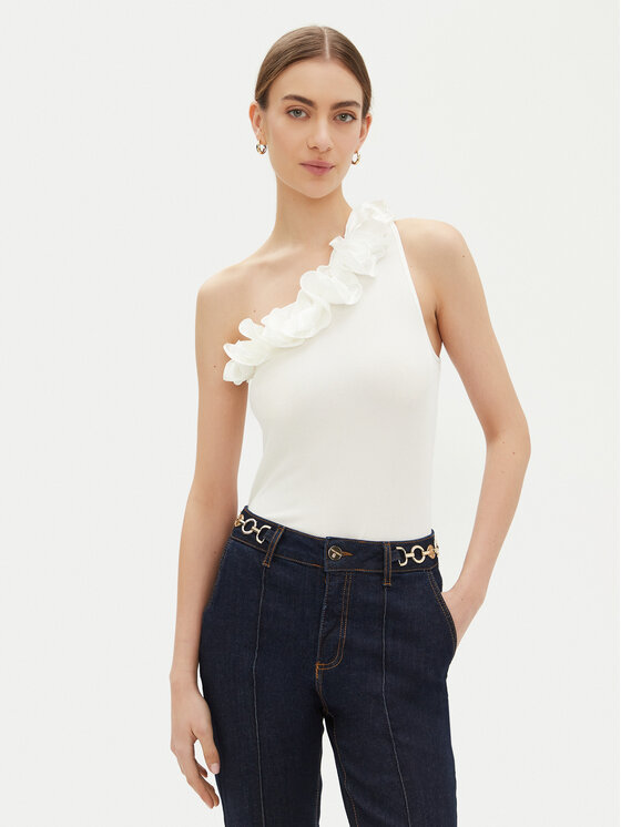 Fracomina Fracomina Marškinėliai FR25ST2018J46301 Écru Regular Fit