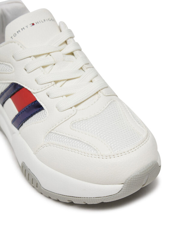 Tommy Hilfiger Sneakersy Tommy Hilfiger Flag Low Cut Lace-Up Sneaker T3A9-33550-1697 S Biela