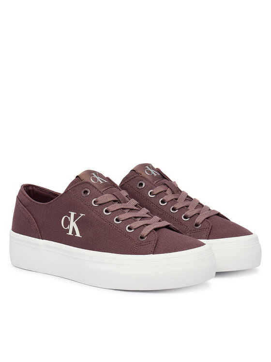 Calvin Klein Jeans Sneakersy Calvin Klein Jeans Vulc Flatform Low Canvas Mg YW0YW01763 Bordowy
