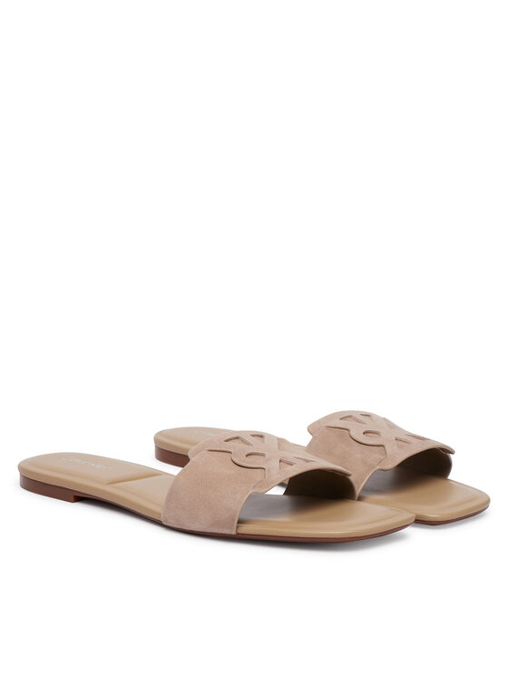 Calvin Klein Papucs Calvin Klein Square Flat Sndl Embl Suede HW0HW03055 Bézs