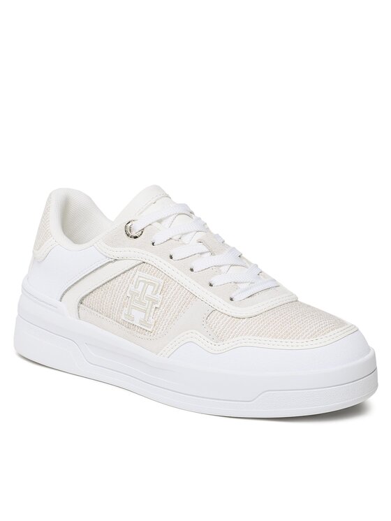 Tommy Hilfiger Snīkeri Tommy Hilfiger Th Woven Basket Sneaker FW0FW07289 Balts