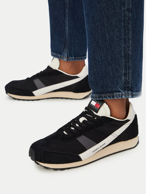 Tommy Jeans Sneakersy Tommy Jeans Retro Runner Archive Open Mesh EM0EM01715 Czarny